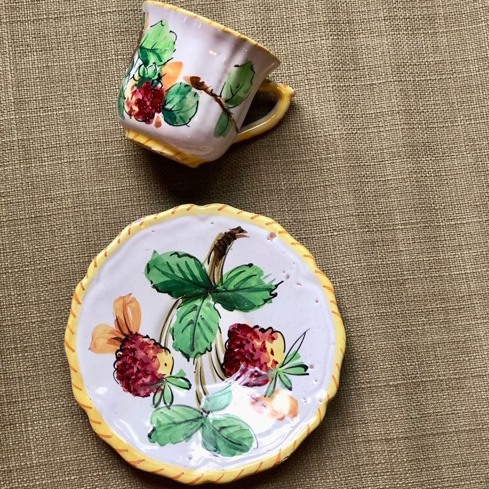 Italian painted espresso cup & saucer set